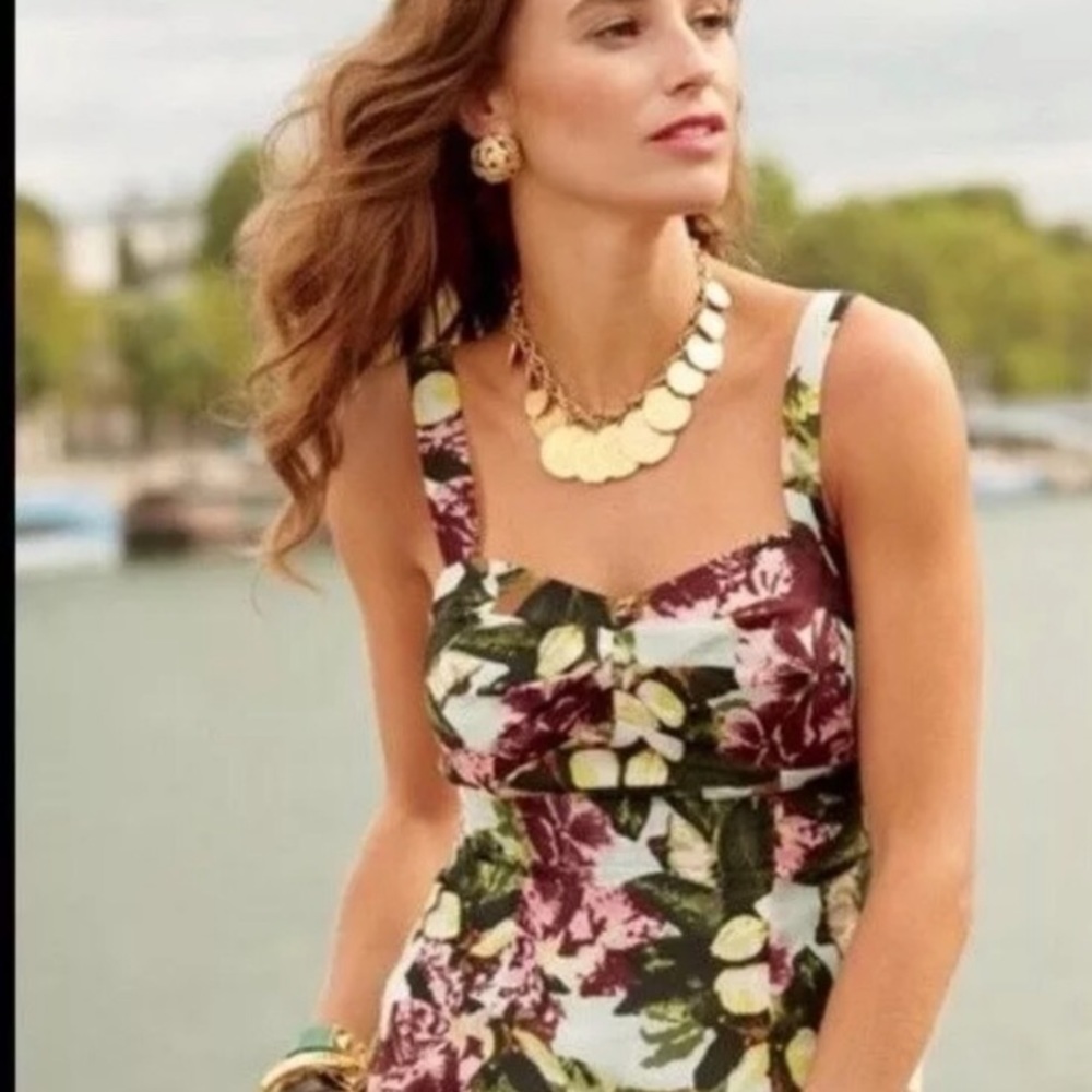 Cabi Tropical silk and cotton tank top